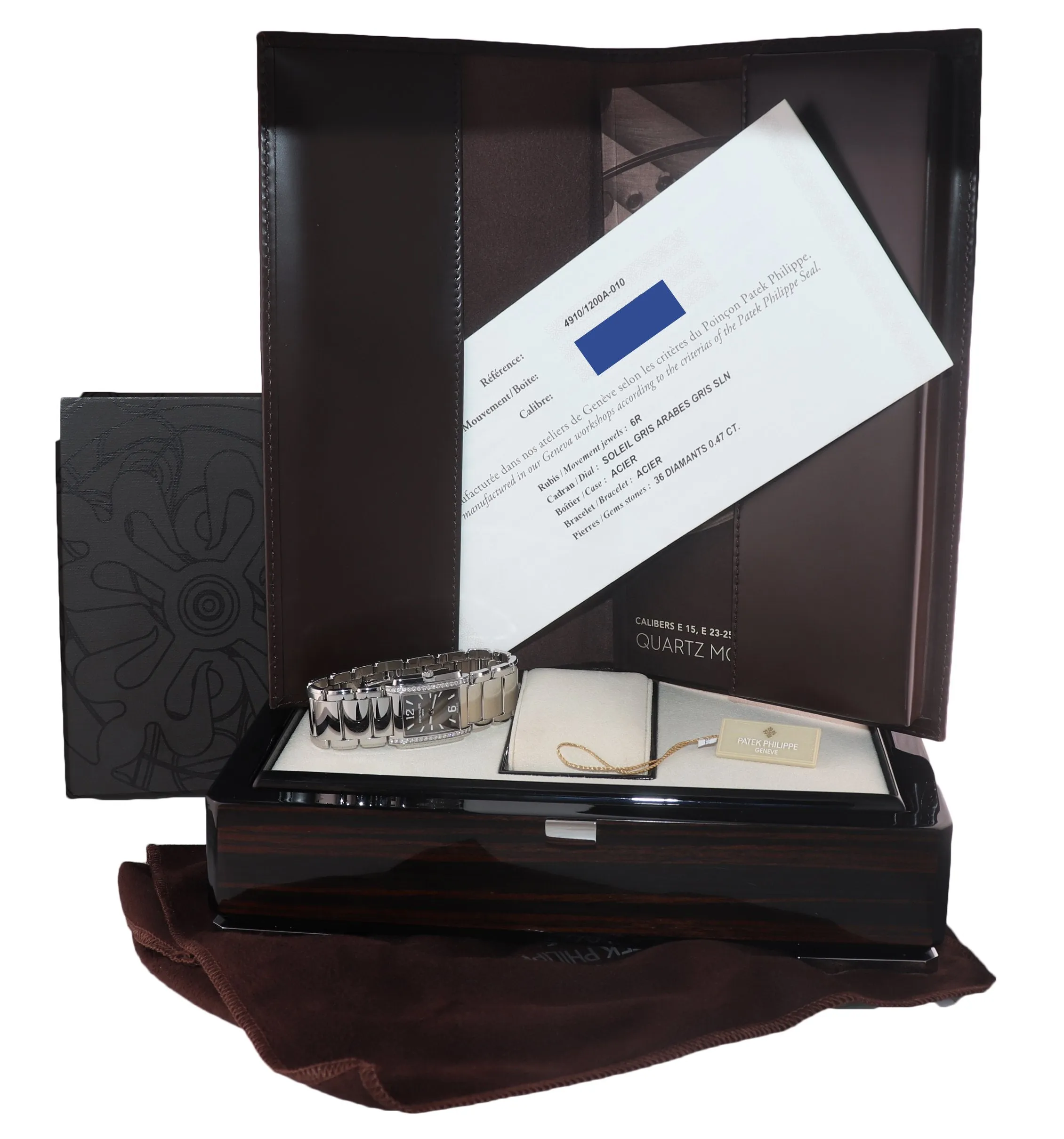 2021 PAPERS Ladies Patek Philippe 24 Steel Gray Diamond 4910/10A-010 Watch
