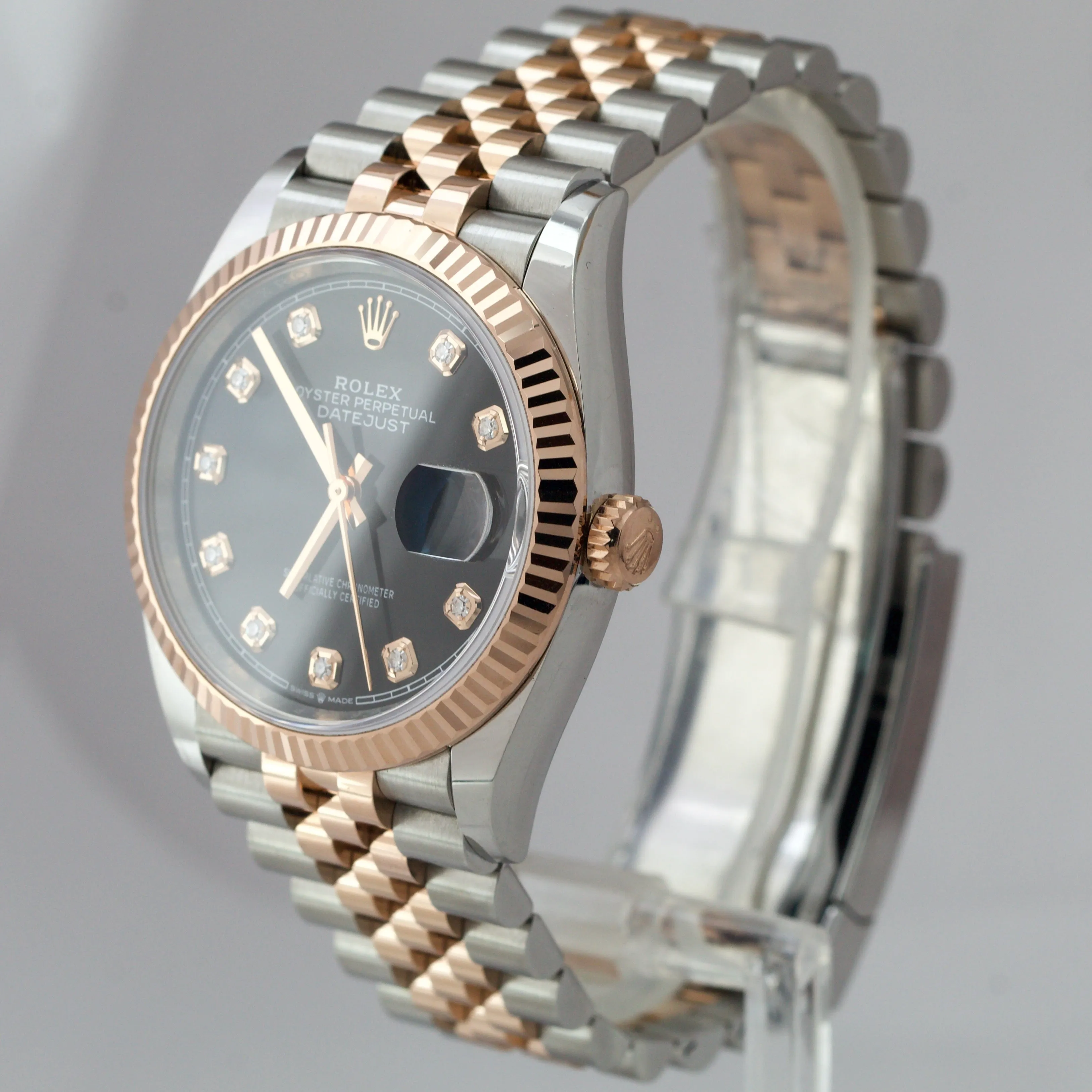 2021 Rolex DateJust 36 Black Diamond Rose Gold 18K Two-Tone 36mm 126231 B P