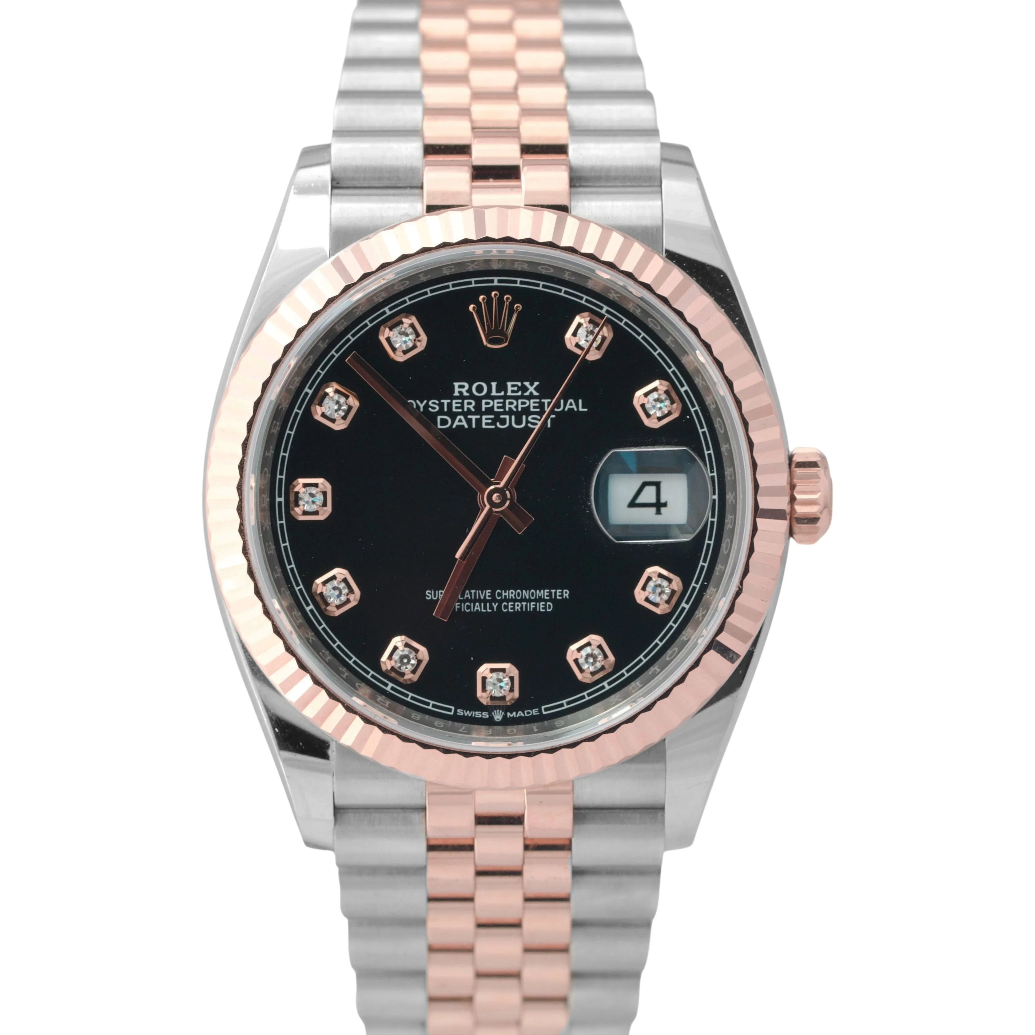 2021 Rolex DateJust 36 Black Diamond Rose Gold 18K Two-Tone 36mm 126231 B P