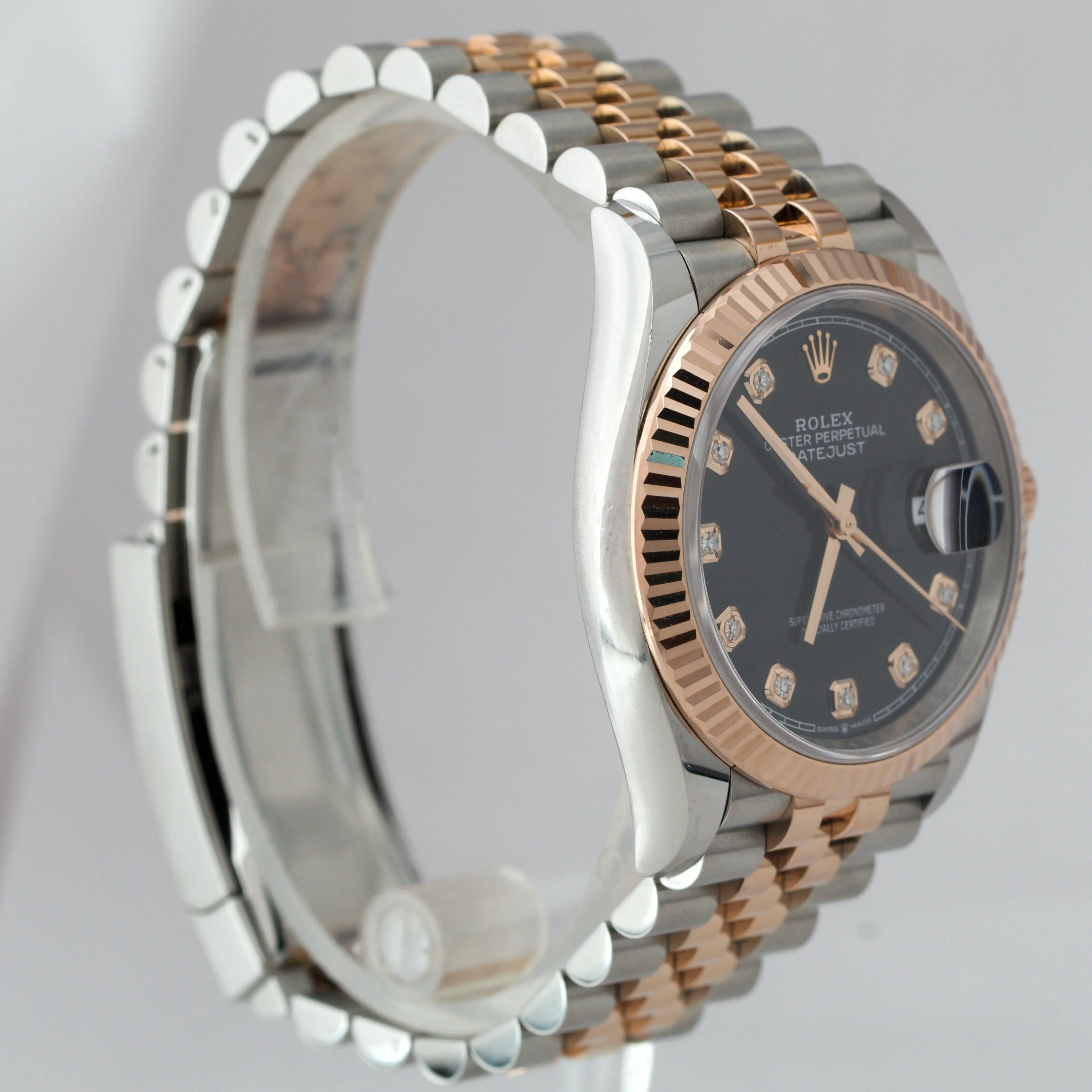 2021 Rolex DateJust 36 Black Diamond Rose Gold 18K Two-Tone 36mm 126231 B P