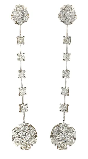 2.10 Carat Natural Diamond 14K White Gold Earrings