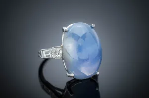 21CT STAR SAPPHIRE RING IN PLATINUM