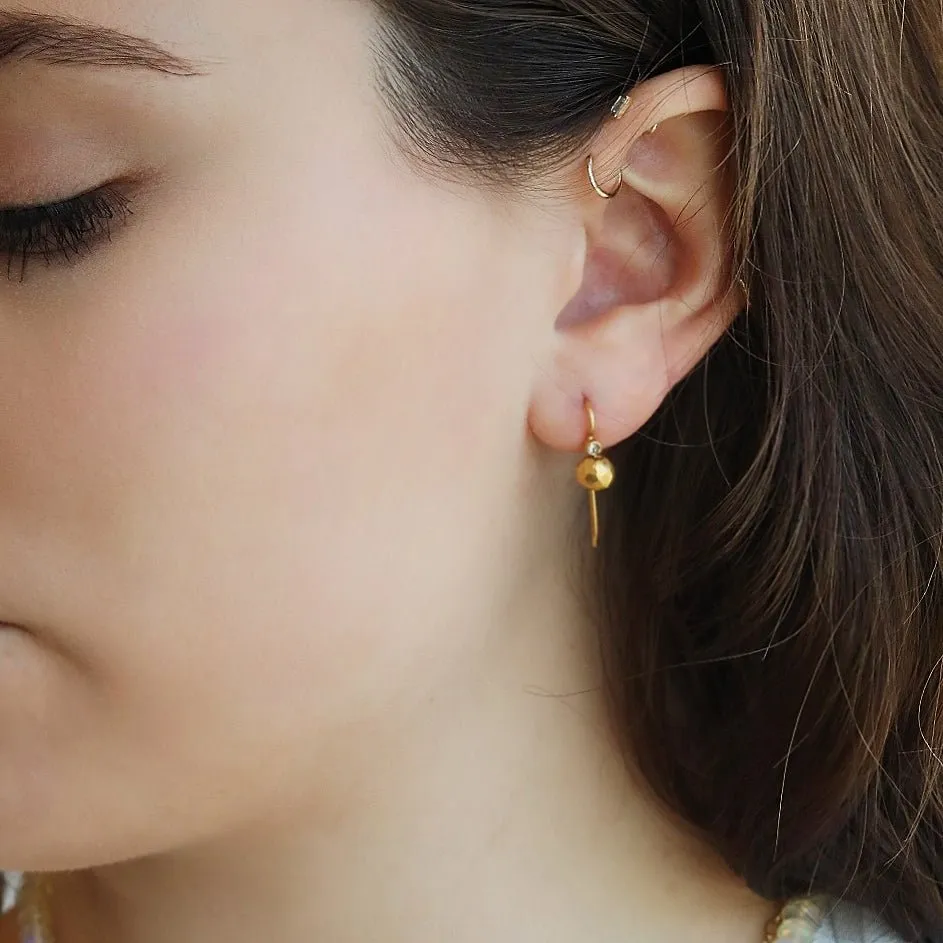 22K Gold "Diamond Sphere" Earrings