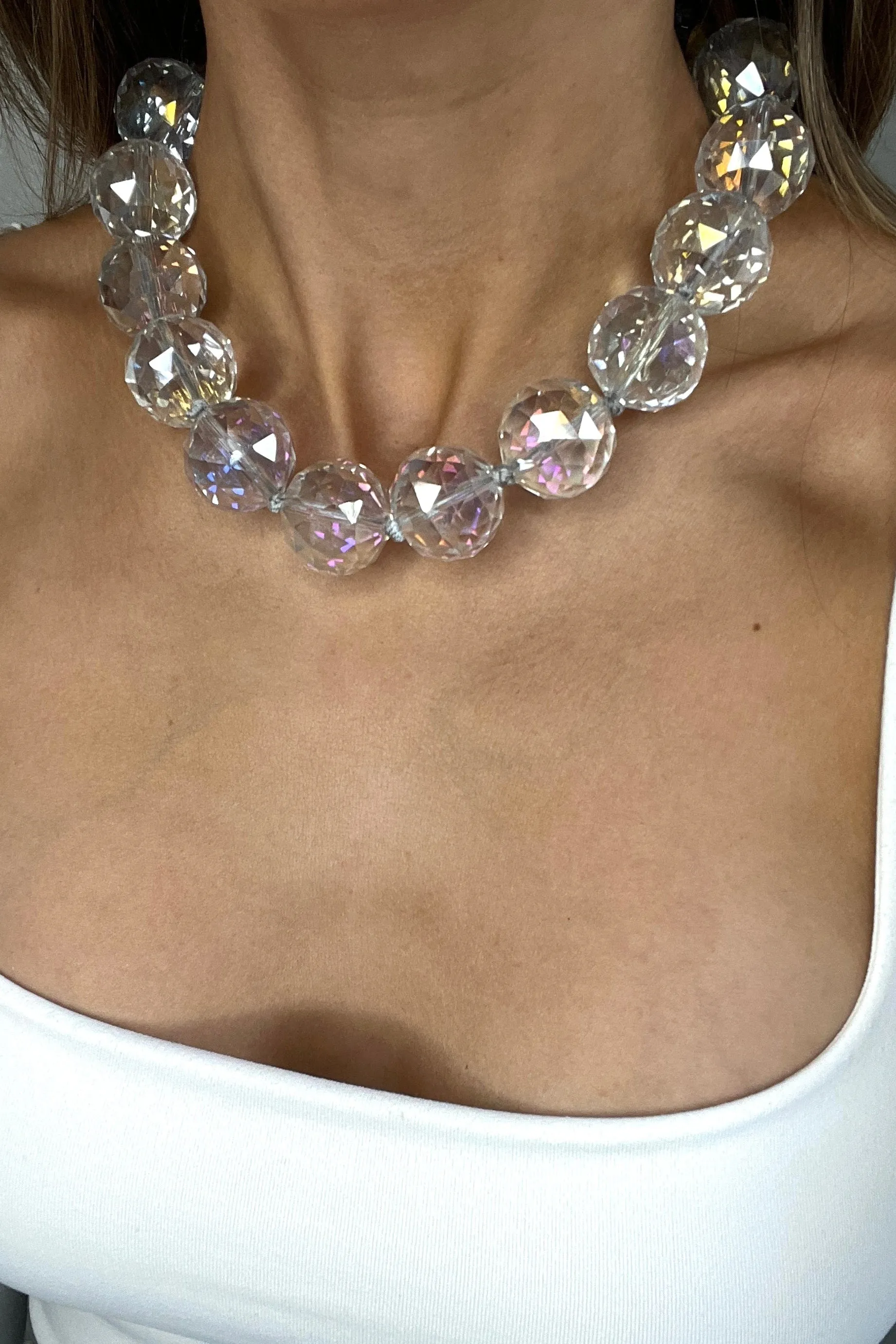 24mm Crystal Sphere Short Necklace