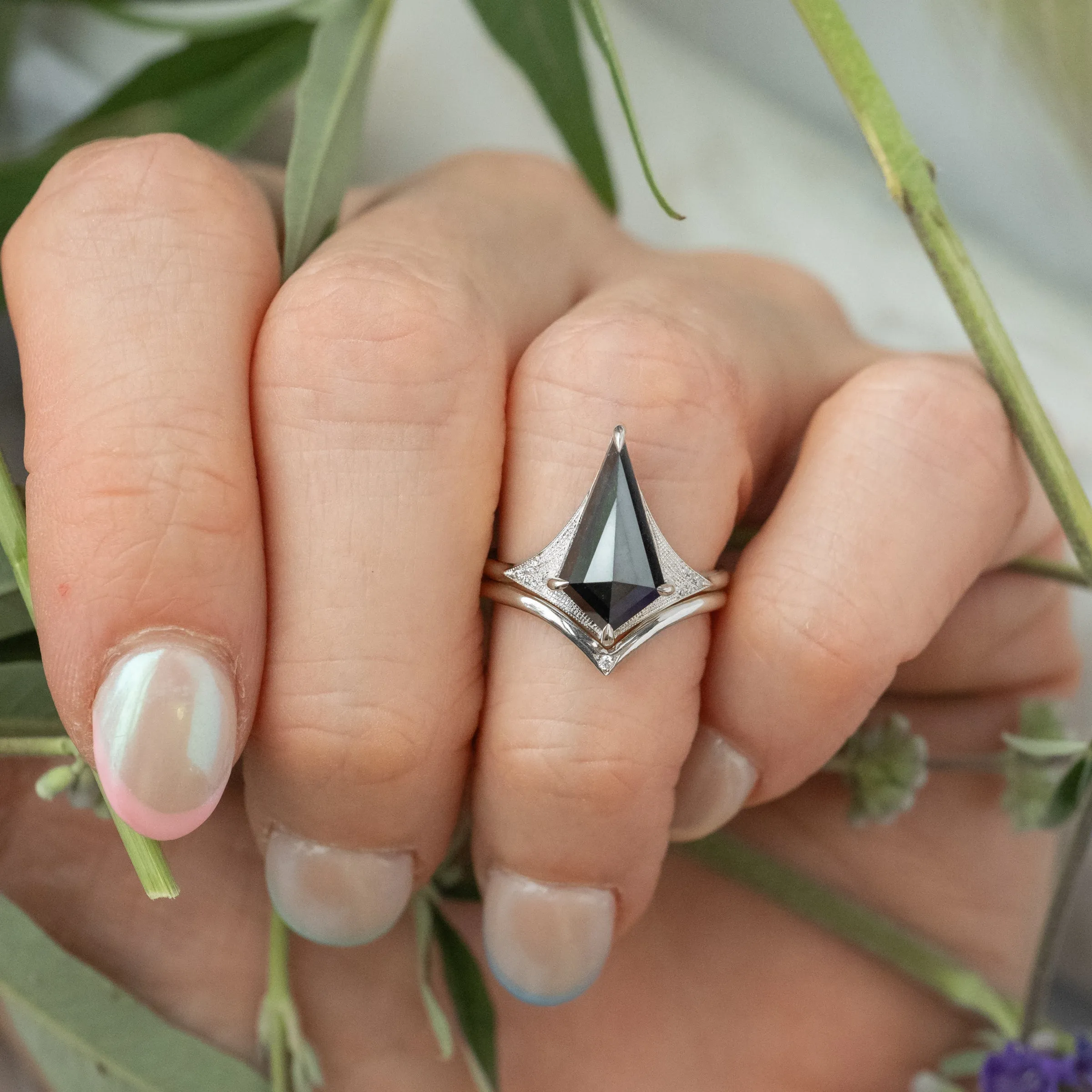2.79 Carat Black Kite Diamond Engagement Ring, Aela Setting, Platinum
