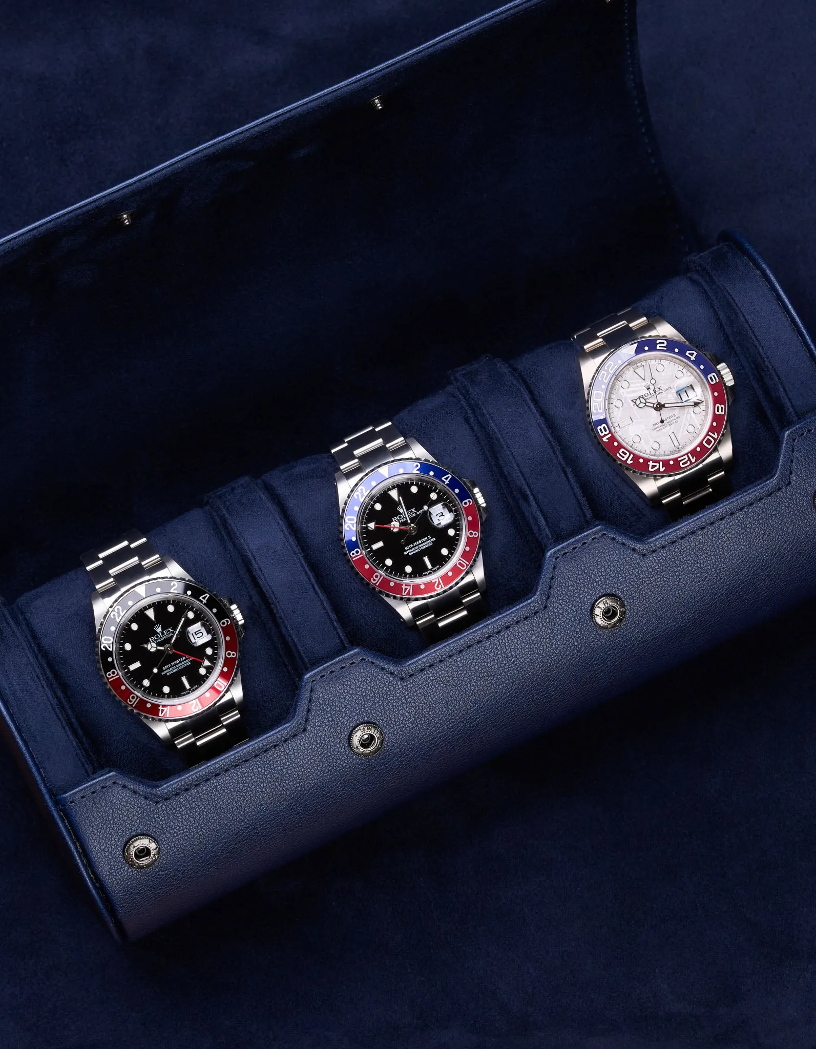 3 Slot Watch Roll - Navy Blue