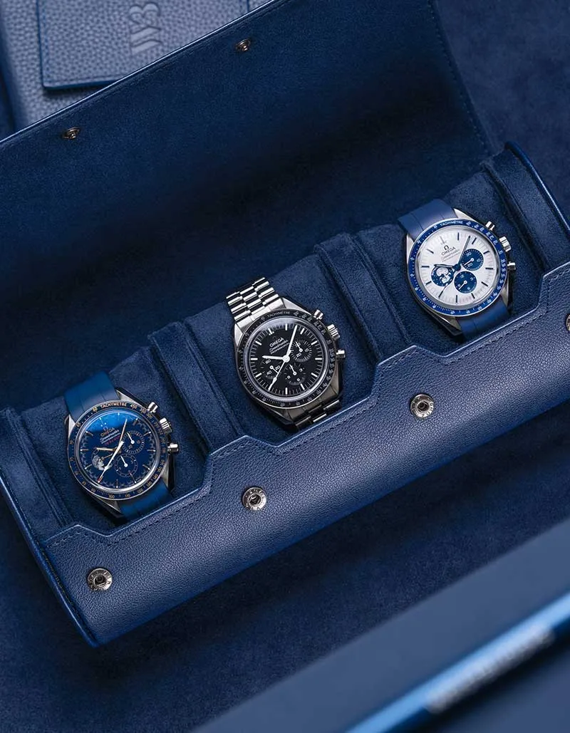 3 Slot Watch Roll - Navy Blue