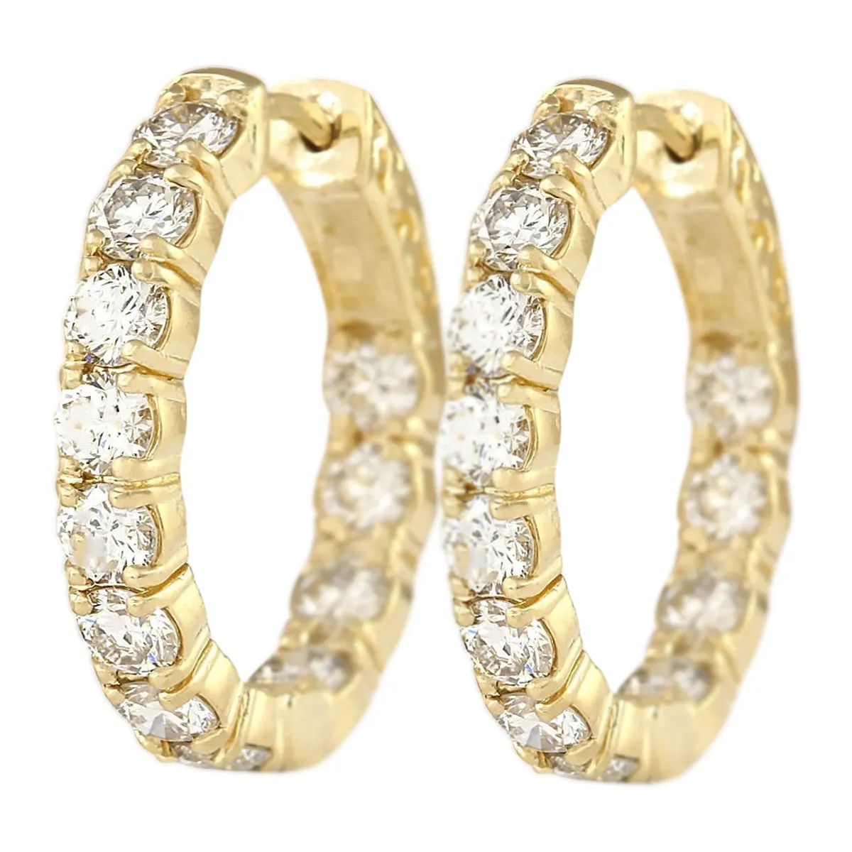 3.25 Carat Natural Diamond 14K Yellow Gold Earrings