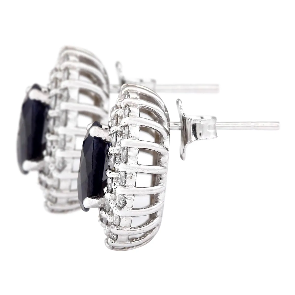 3.70 Carat Natural Sapphire 14K White Gold Diamond Earrings