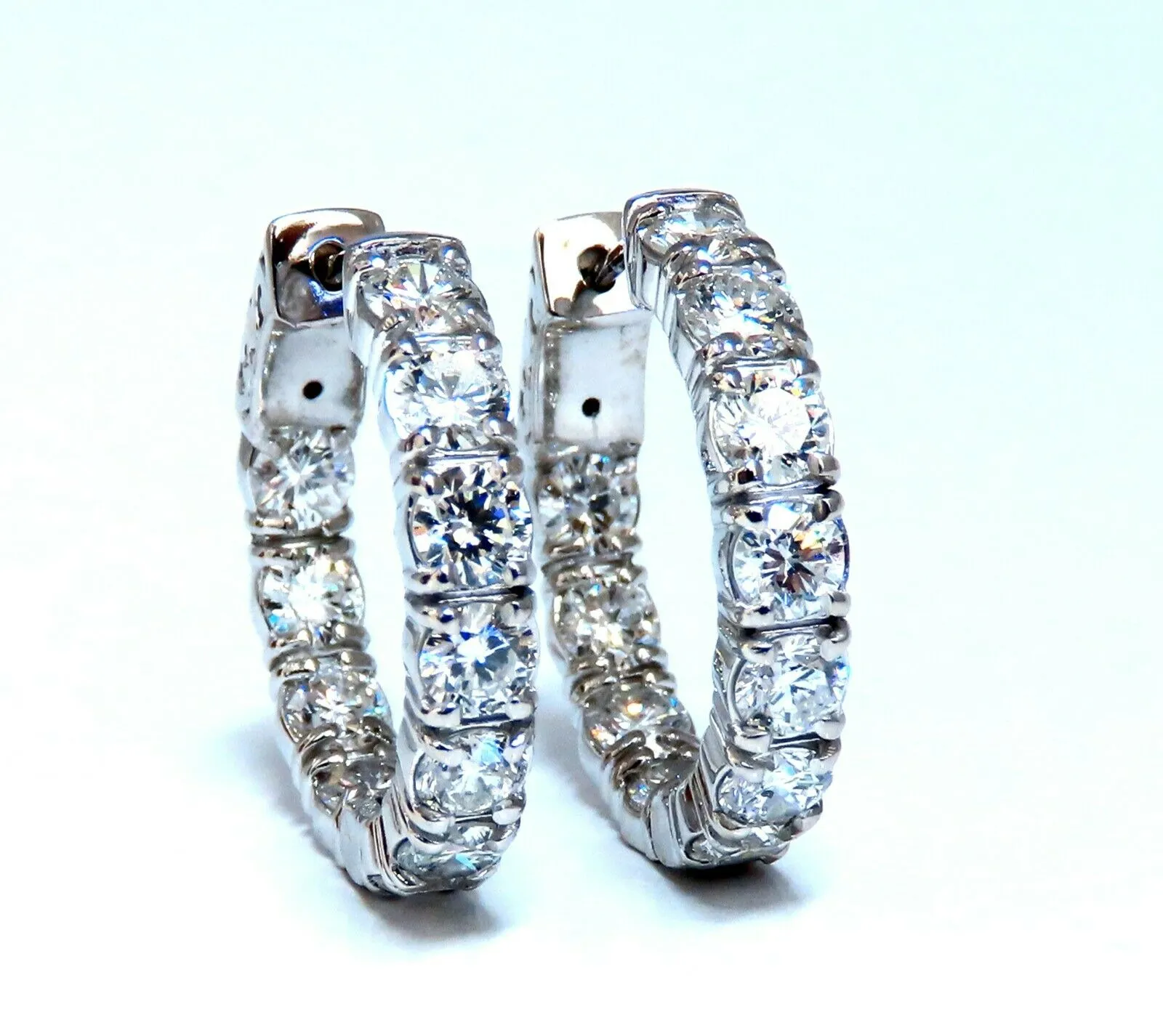 3.93ct Natural Diamond Hoop Earrings 14 Karat