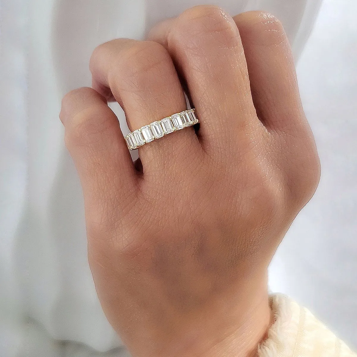 4 Carat Emerald Cut Diamond Eternity Band