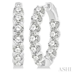 4.00 ctw Inside-Out Round Cut Diamond Hoop Earrings in 14K White Gold