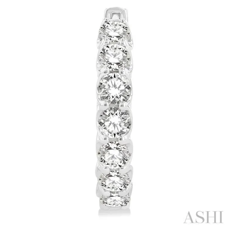 4.00 ctw Inside-Out Round Cut Diamond Hoop Earrings in 14K White Gold