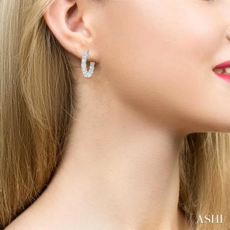4.00 ctw Inside-Out Round Cut Diamond Hoop Earrings in 14K White Gold