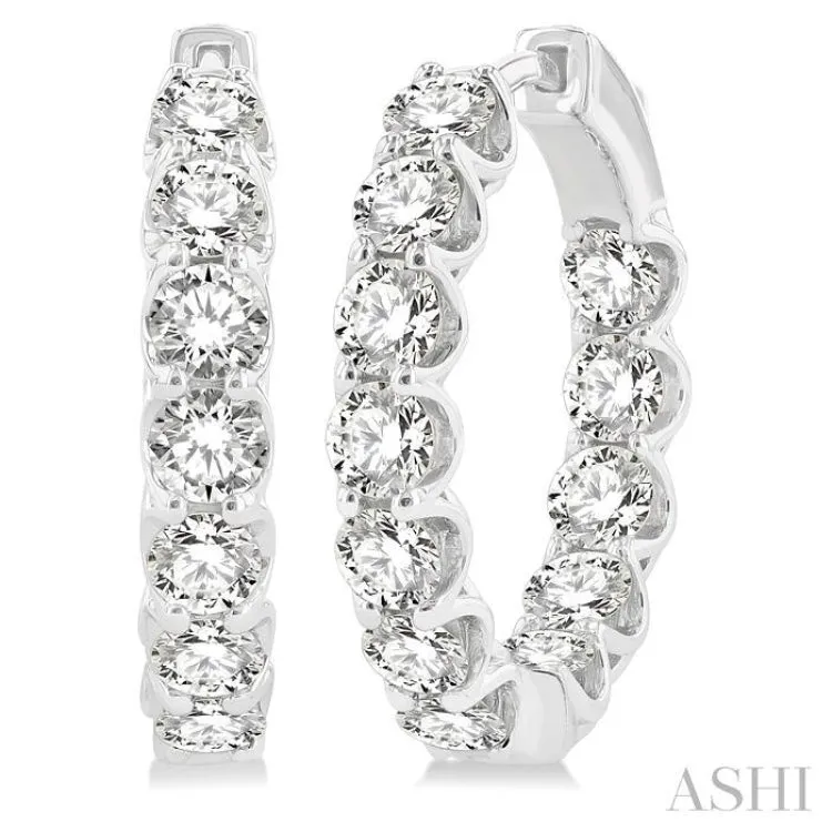 4.00 ctw Inside-Out Round Cut Diamond Hoop Earrings in 14K White Gold