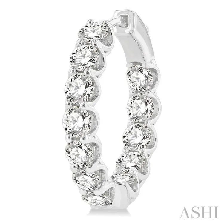 4.00 ctw Inside-Out Round Cut Diamond Hoop Earrings in 14K White Gold