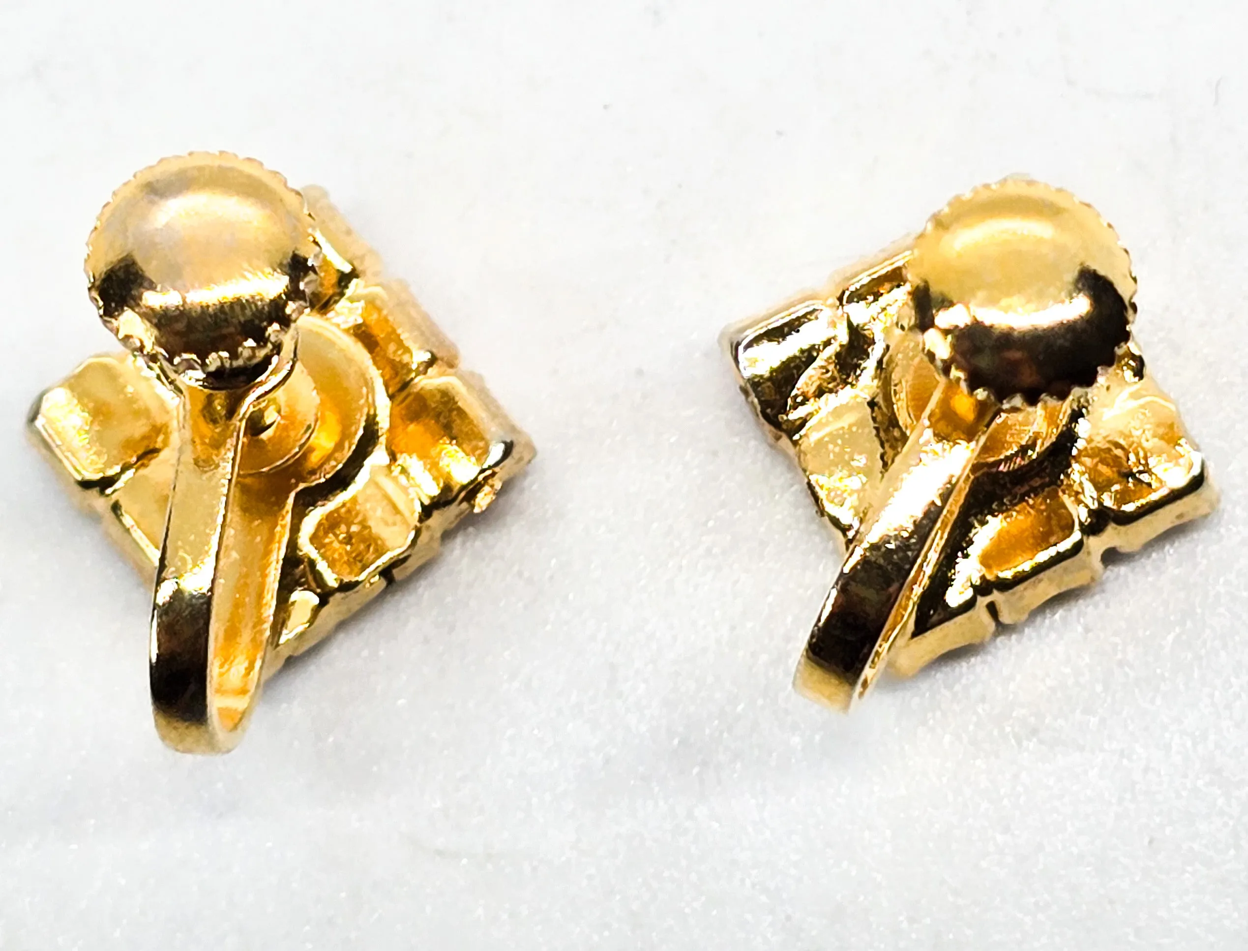 4th of July red white and blue flag mid century rhinestone vintage screw back earrings