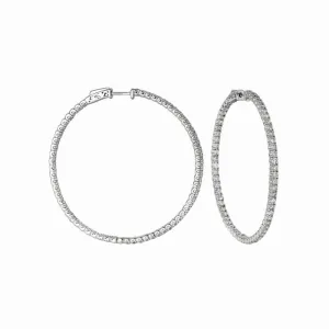 5 POINTER HOOP EARRINGS/PATENTED SNAP LOCK 14K GOLD (6.1 CTW)