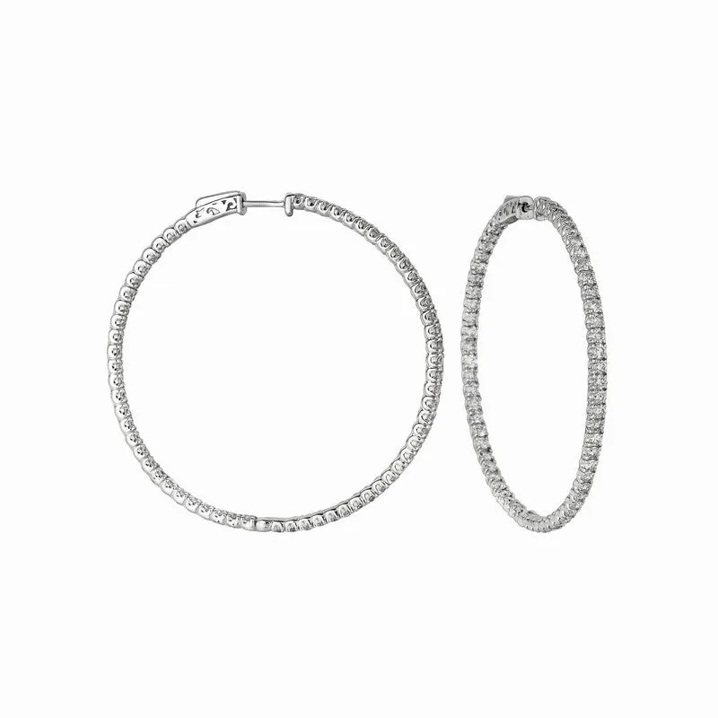 5 POINTER HOOP EARRINGS/PATENTED SNAP LOCK 14K GOLD (6.1 CTW)