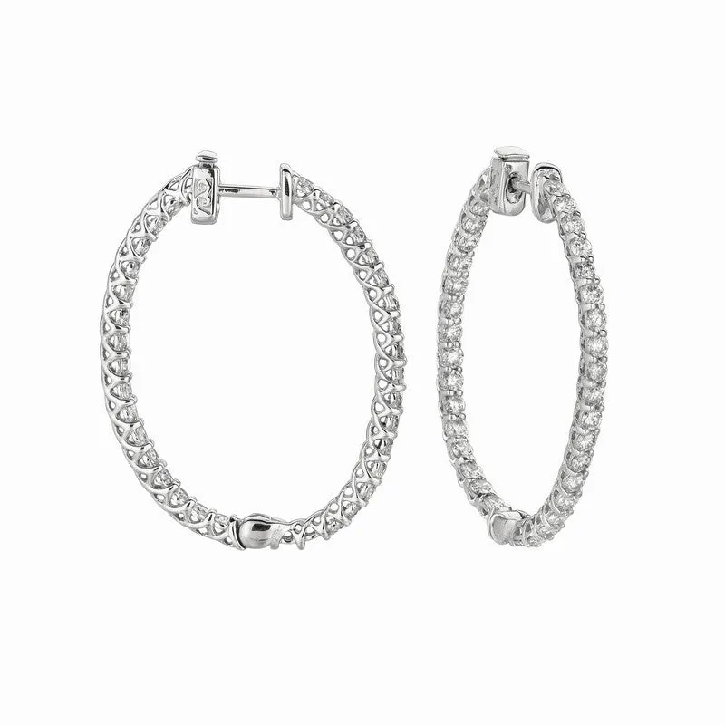 5 POINTER OVAL HOOP EARRINGS 14K GOLD (3.51 CTW)