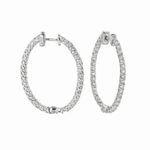 5 POINTER OVAL HOOP EARRINGS 14K GOLD (3.51 CTW)