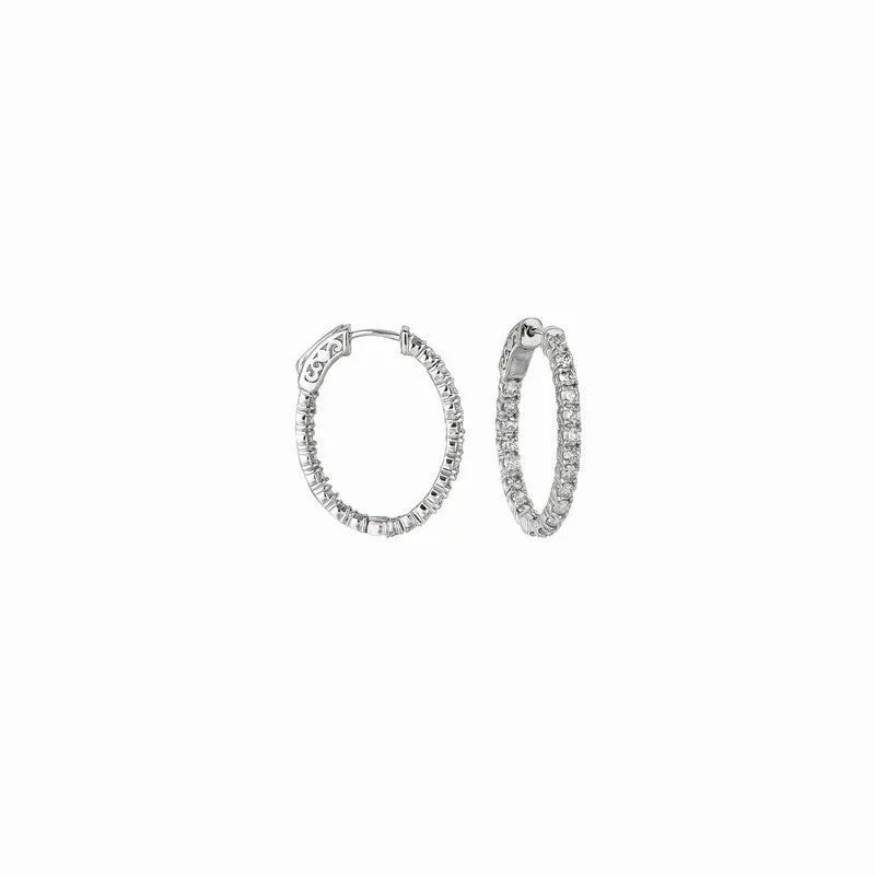 7 POINTER OVAL HOOP EARRINGS 14K GOLD (2.94 CTW)