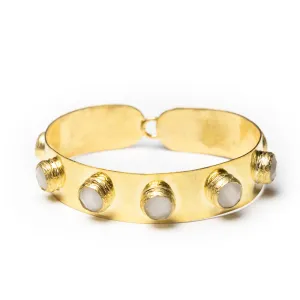 7 Stone White Rainbow Moonstone Bracelet