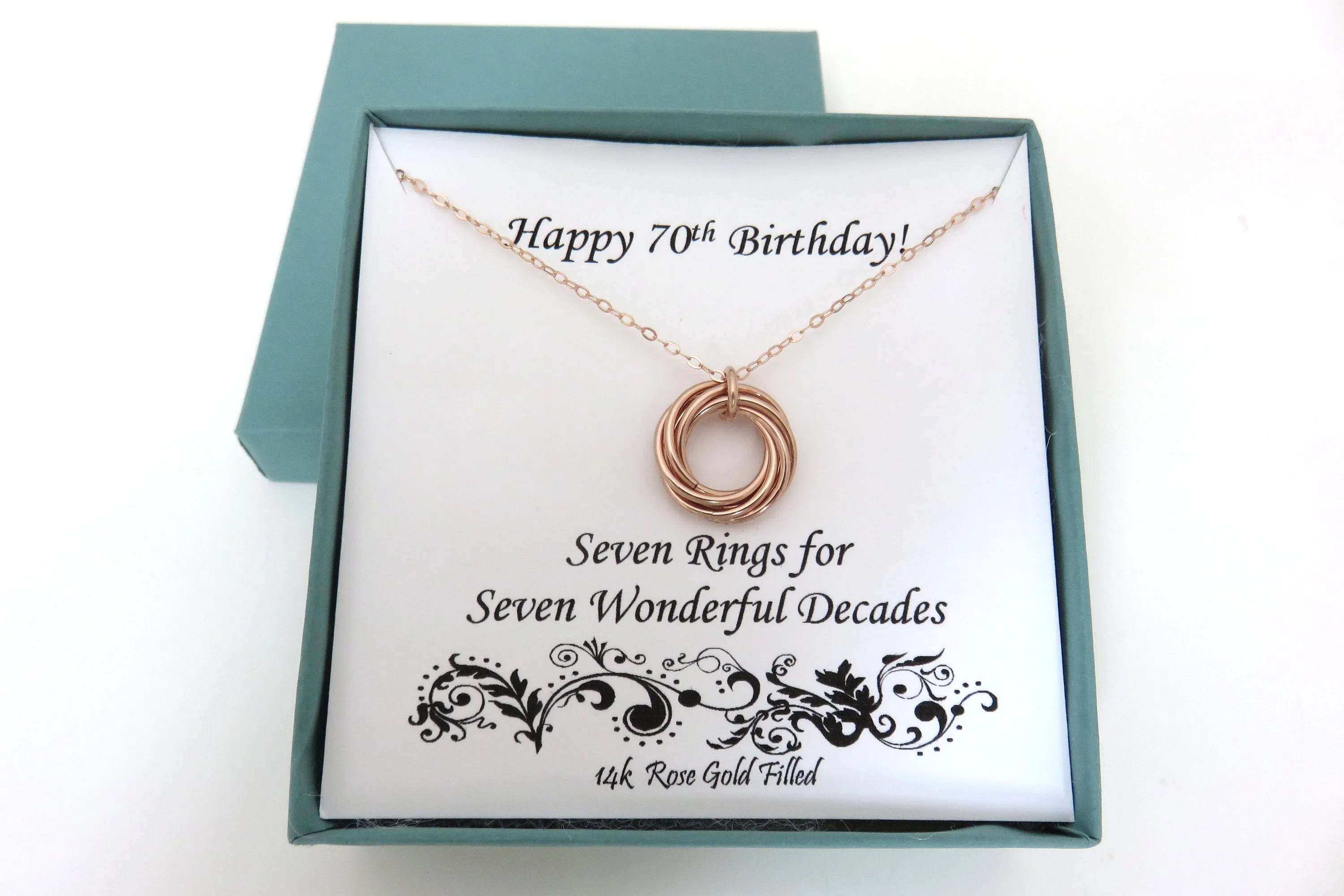 70th Birthday Gift for Women | Rose Gold Necklace | 70th Birthday Gifts