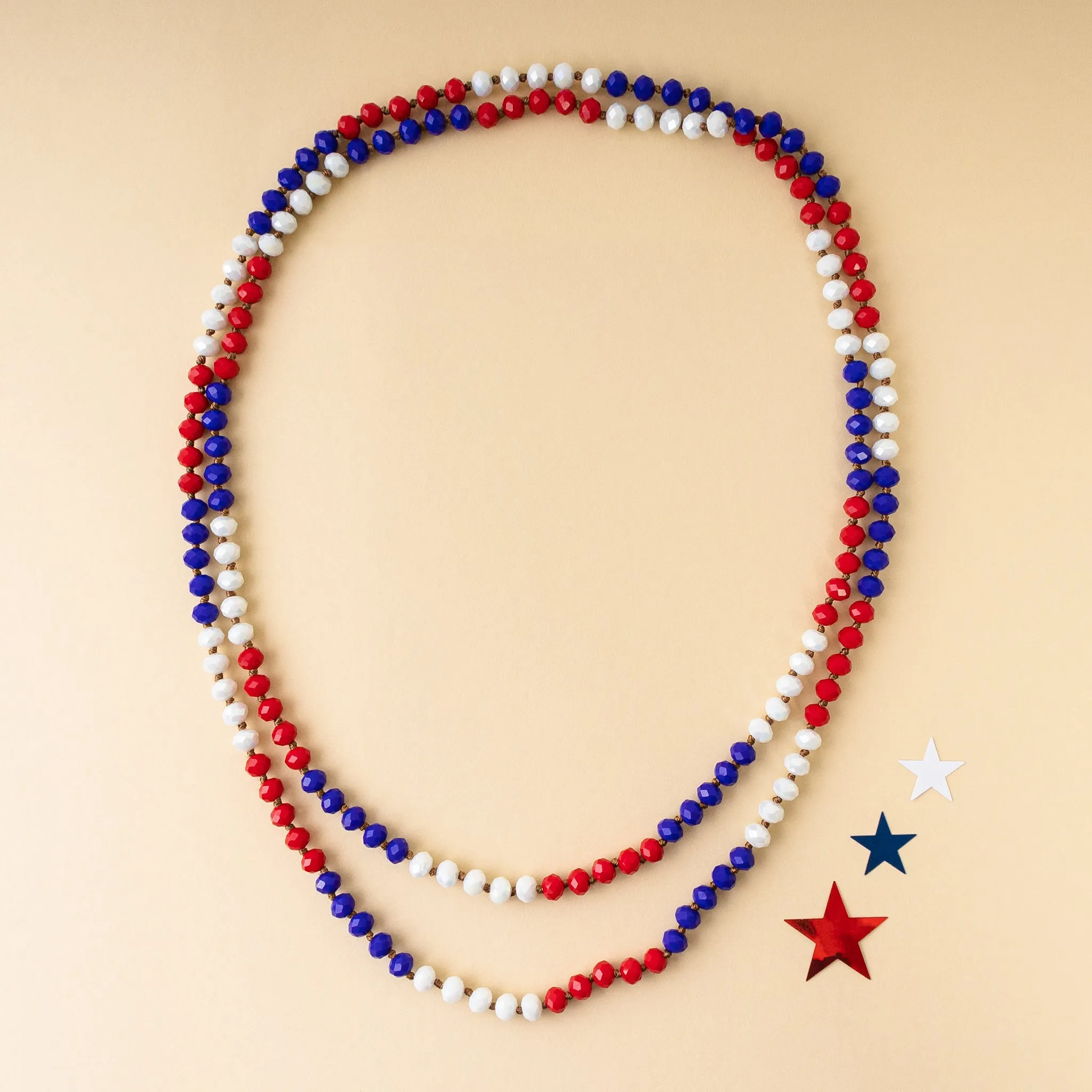72028 - 41 - Beaded Necklace - Red, White, & Blue