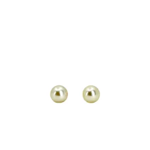 7.25mm Vintage Japanese Akoya Saltwater Cultured Pearl Stud Pierced Earrings- 14K Yellow Gold