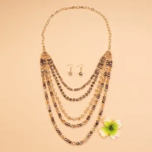 72781 - Crystal Beaded Necklace - Rose Gold
