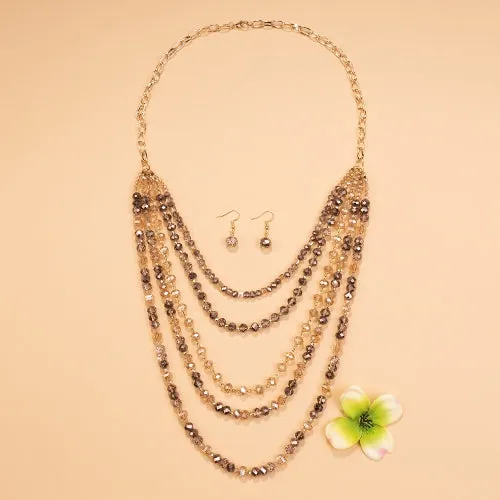 72781 - Crystal Beaded Necklace - Rose Gold
