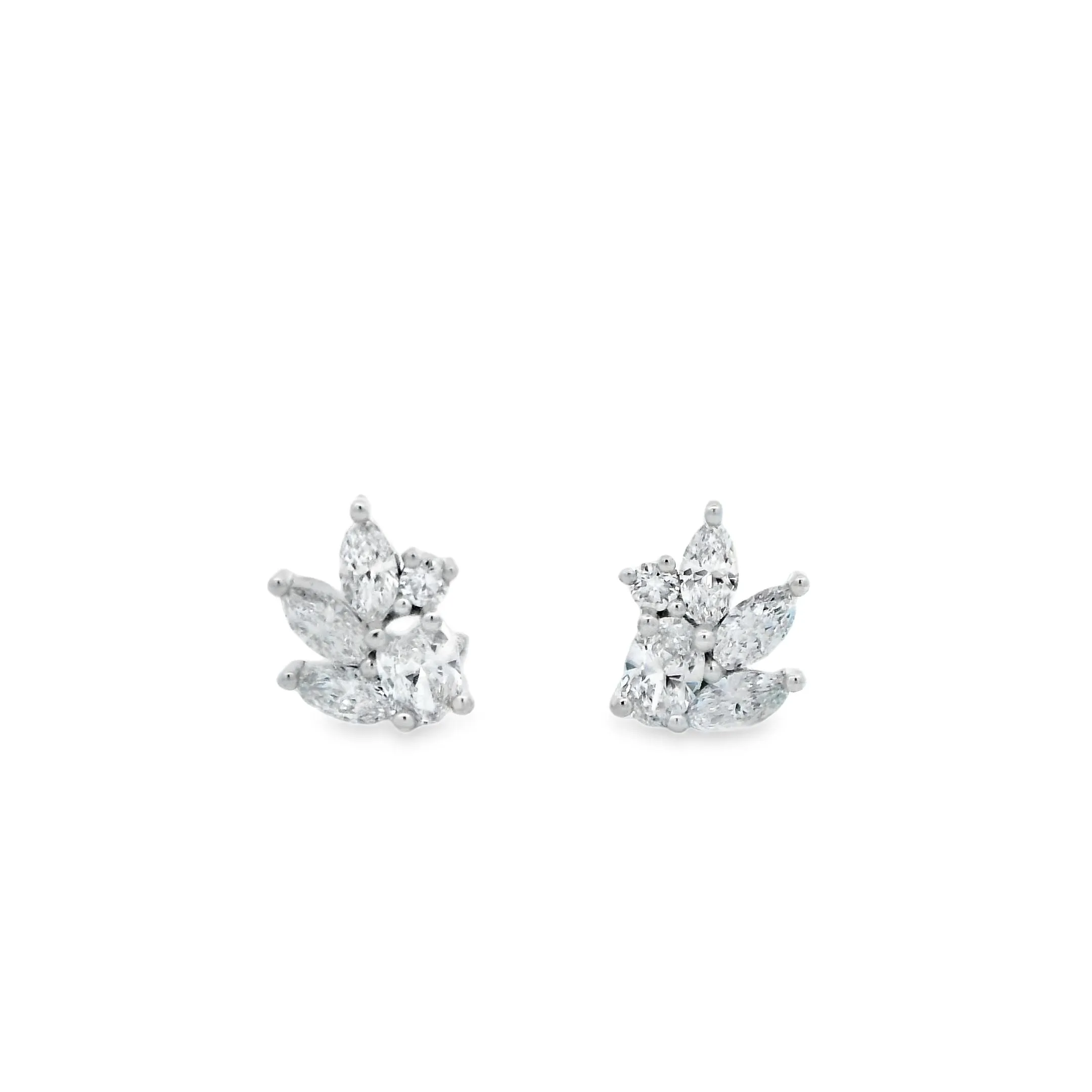 9ct White Gold Marquise, Round and Oval Cut Lab Grown Diamond Earrings TDW= 1.15ct