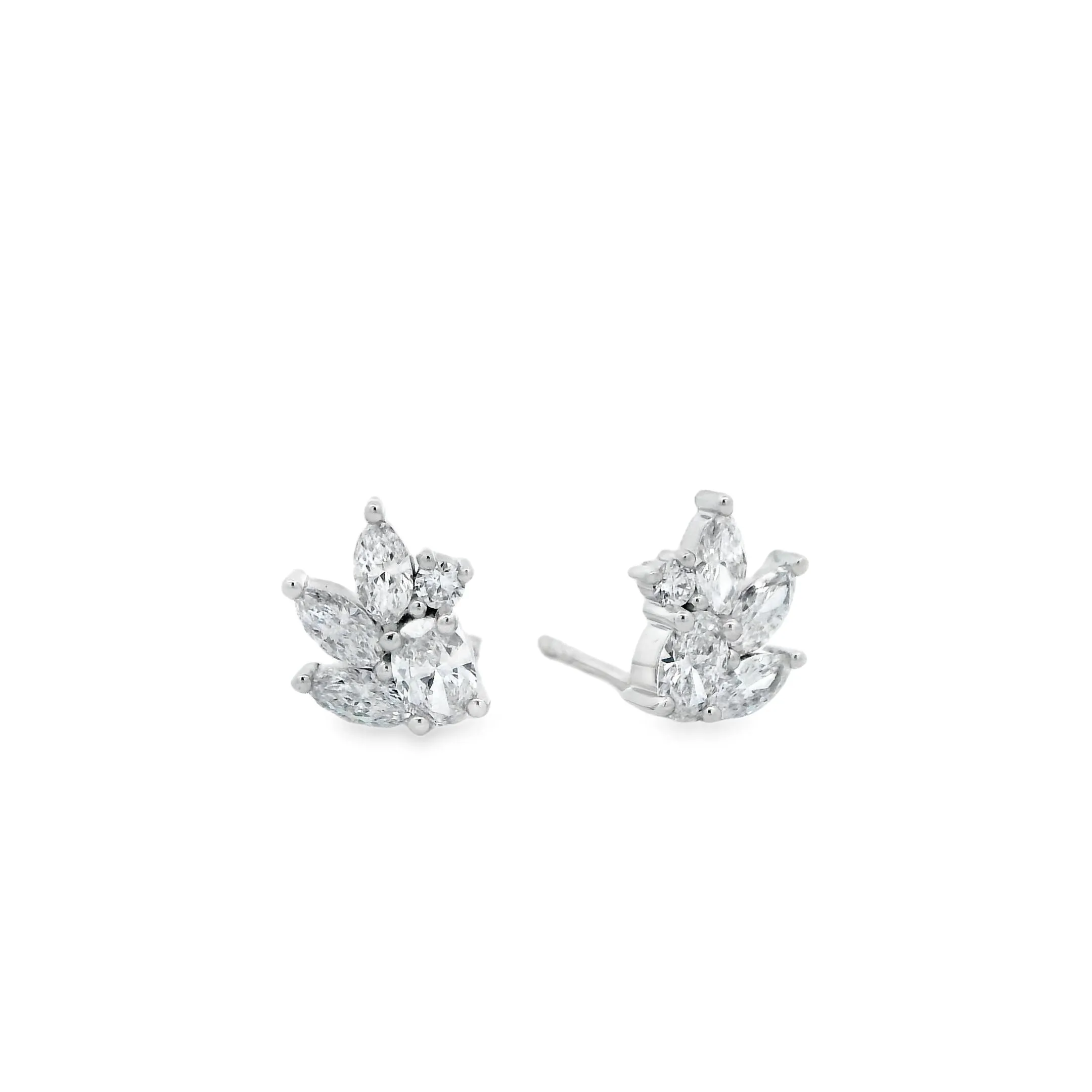 9ct White Gold Marquise, Round and Oval Cut Lab Grown Diamond Earrings TDW= 1.15ct