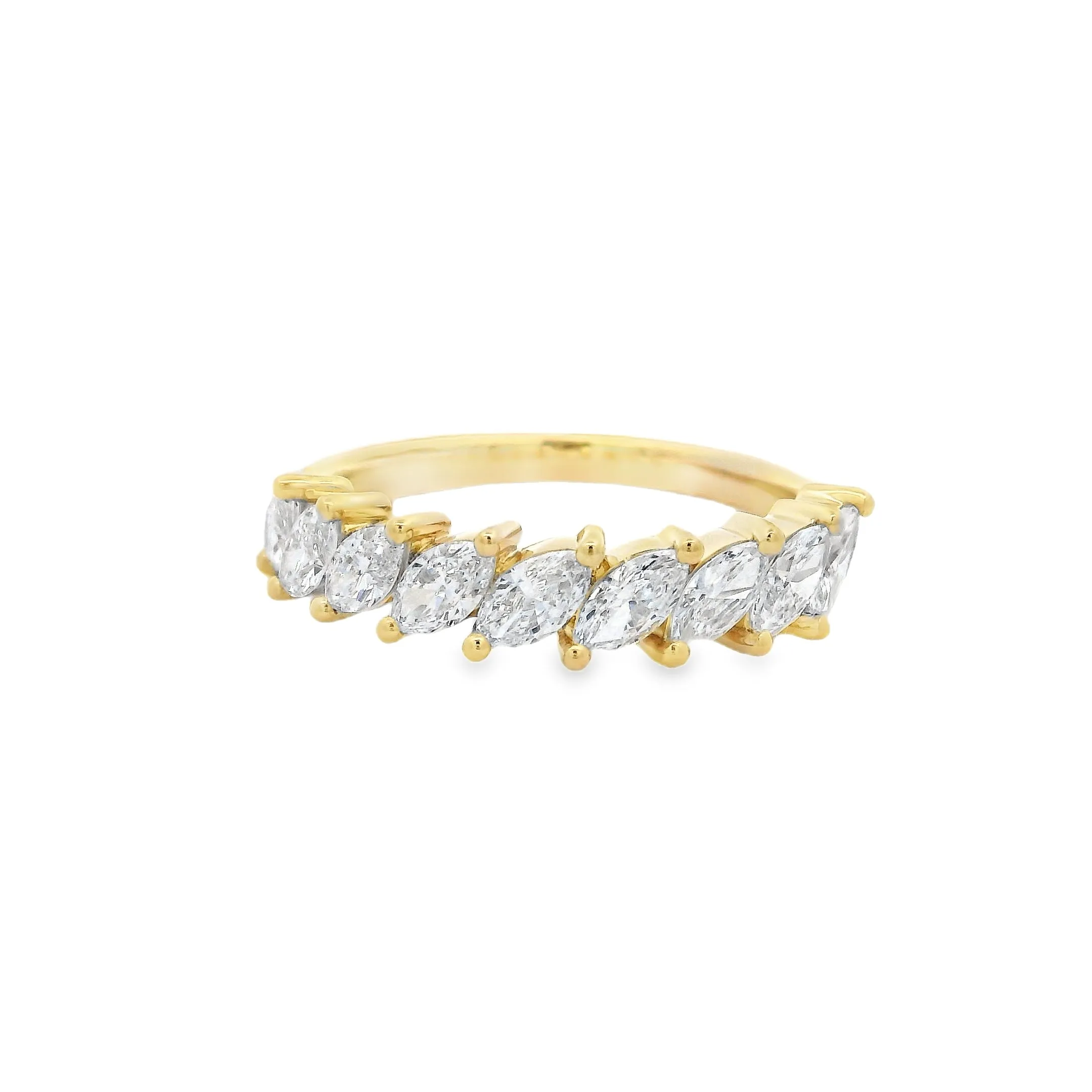 9ct Yellow Gold Marquise Cut Lab Grown Diamond Eternity Band TDW=1ct