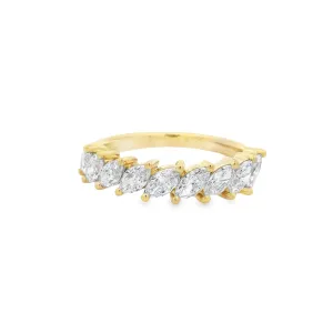 9ct Yellow Gold Marquise Cut Lab Grown Diamond Eternity Band TDW=1ct