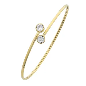 9ct Yellow Gold Silver Infused Cubic Zirconia Cuff Bangle