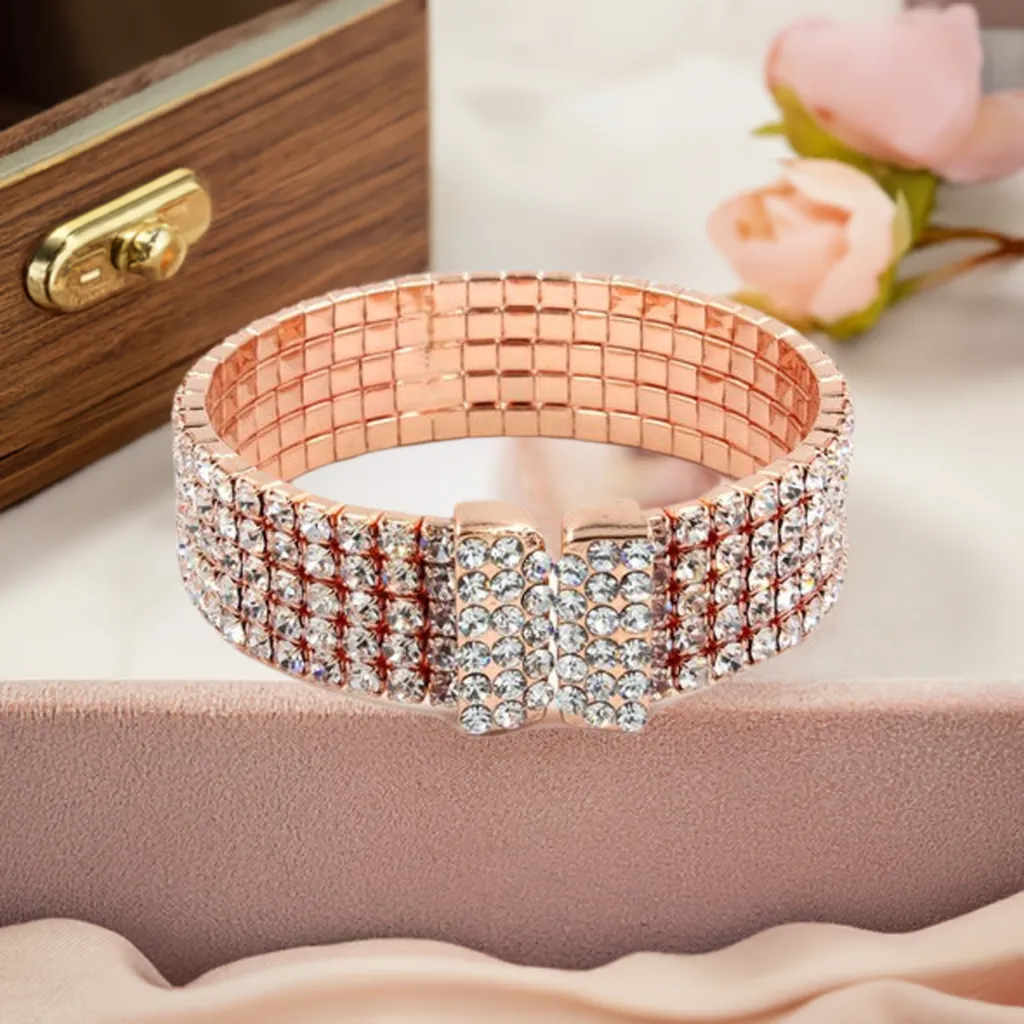 Adjustable Rhinestone Encrusted Cuff Bracelet