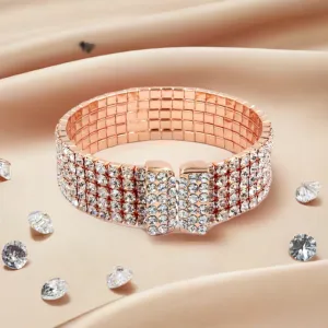 Adjustable Rhinestone Encrusted Cuff Bracelet