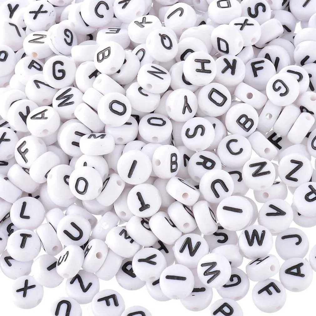 Alphabet Beads - Black and White (200 Pack)