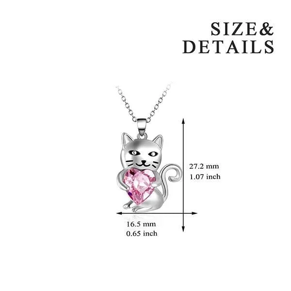 Always In My Heart Crystal Cat Pendant | Cat Necklace