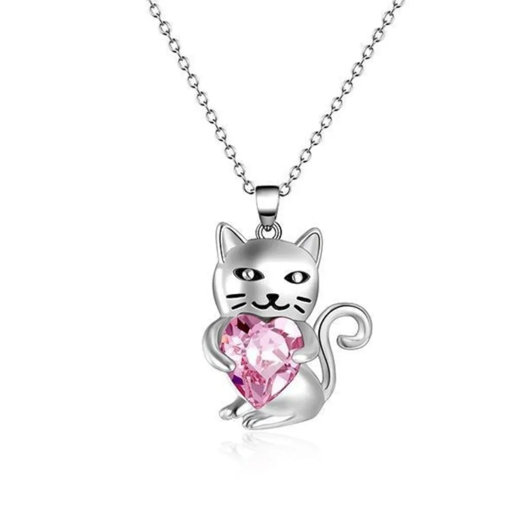 Always In My Heart Crystal Cat Pendant | Cat Necklace