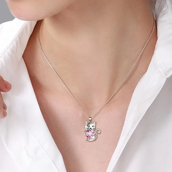 Always In My Heart Crystal Cat Pendant | Cat Necklace