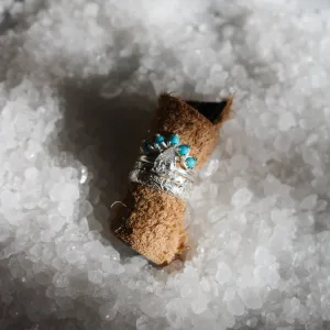 'Amara' Moissanite Engagement   Turquoise Wedding Ring Set // Made to Order