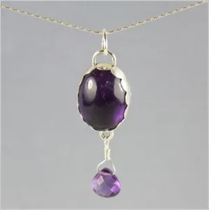 Amethyst Cabochon Briolette Necklace