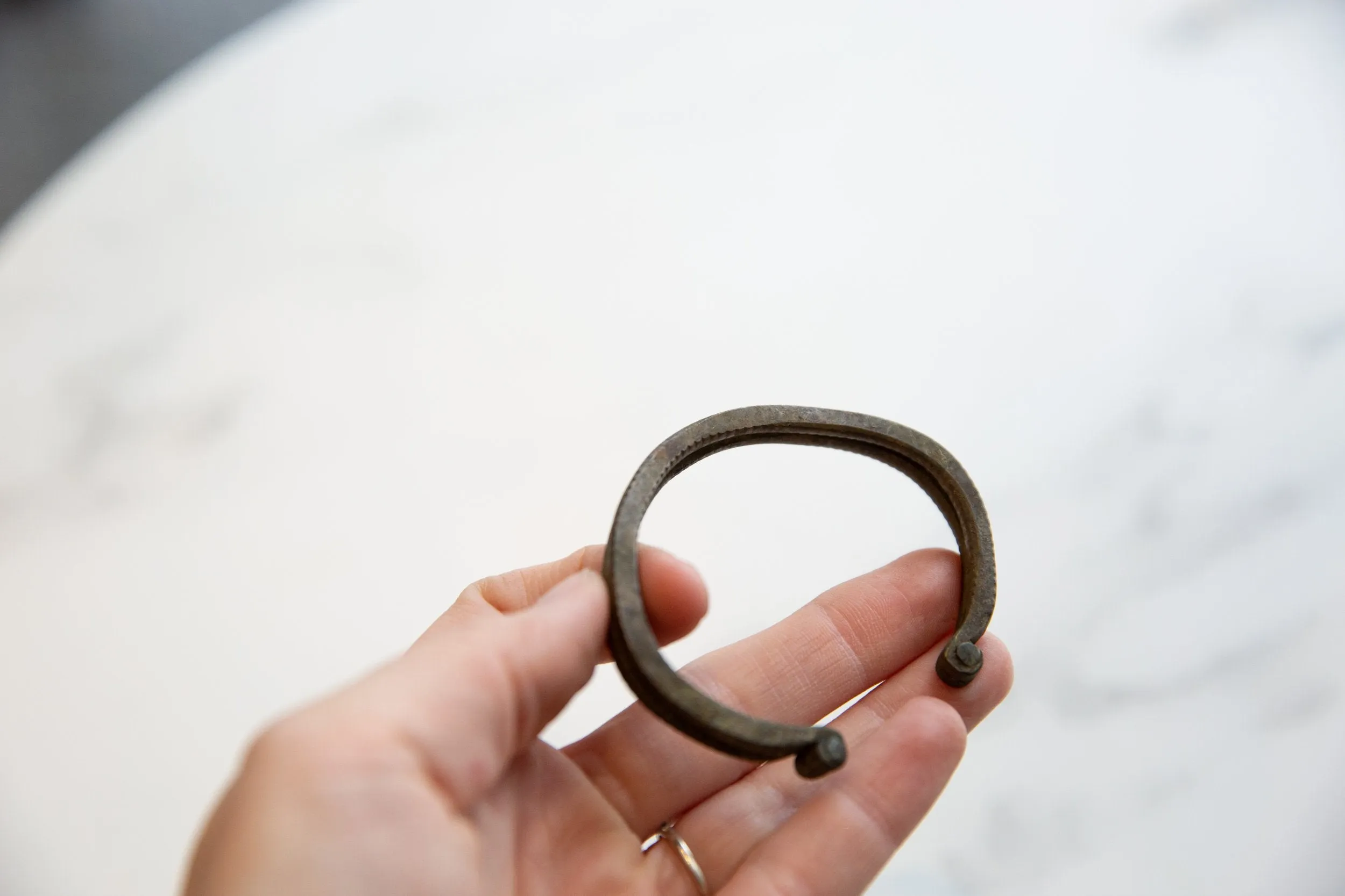 Antique African Bronze Double Banded Cuff Bracelet