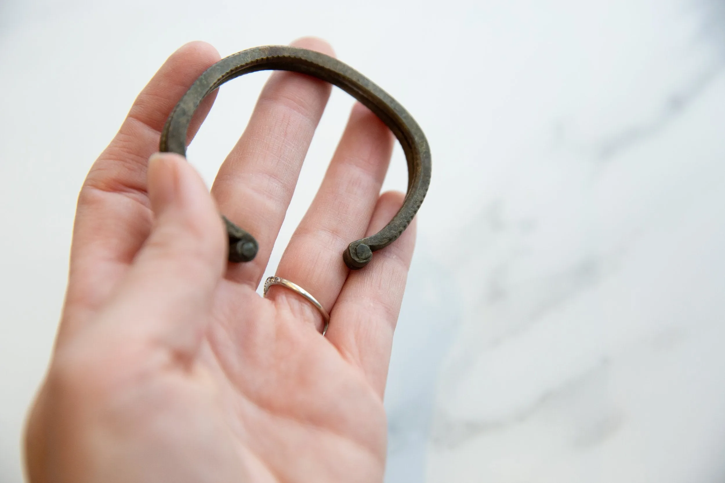 Antique African Bronze Double Banded Cuff Bracelet