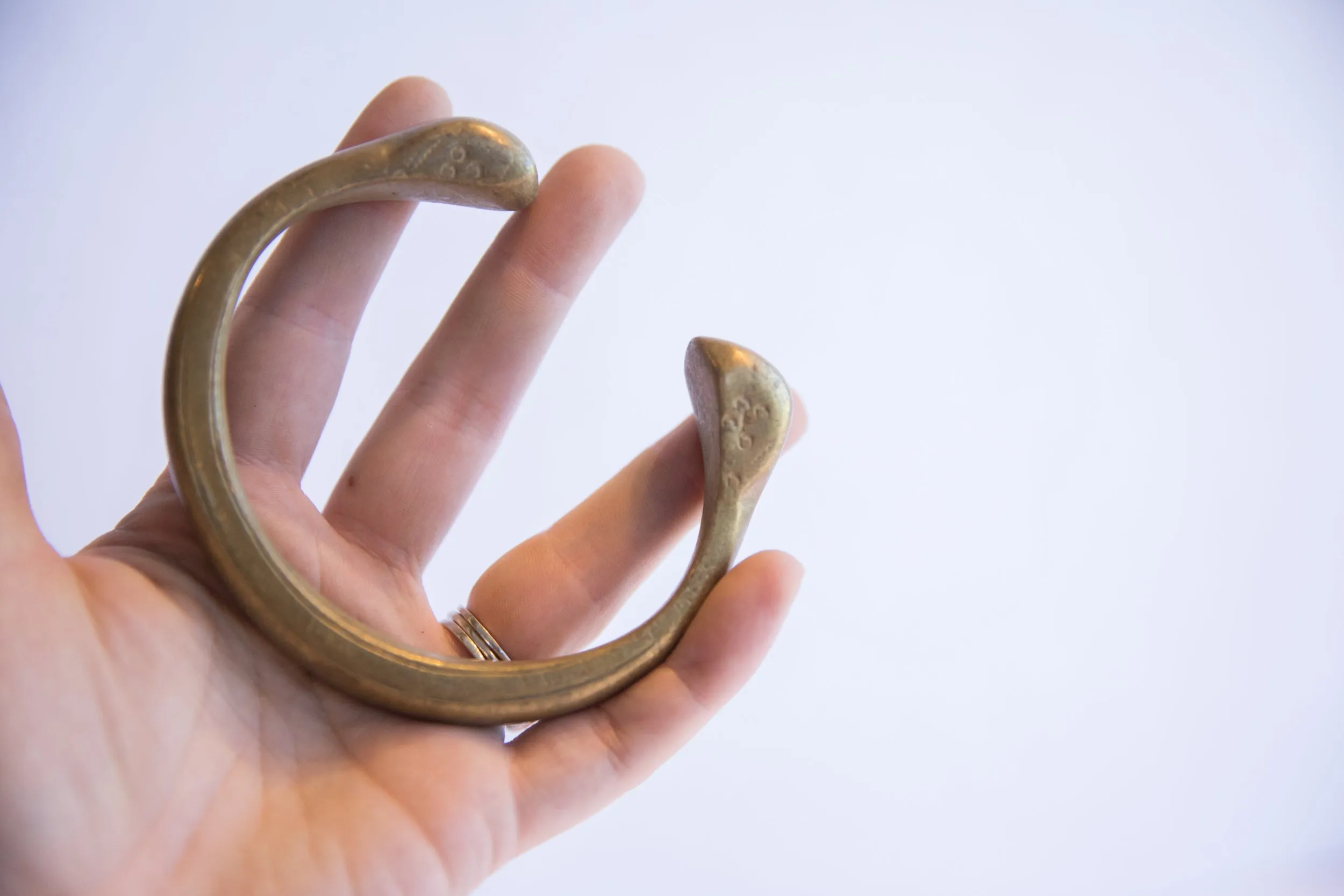 Antique African Bronze Snake Cuff Bracelet
