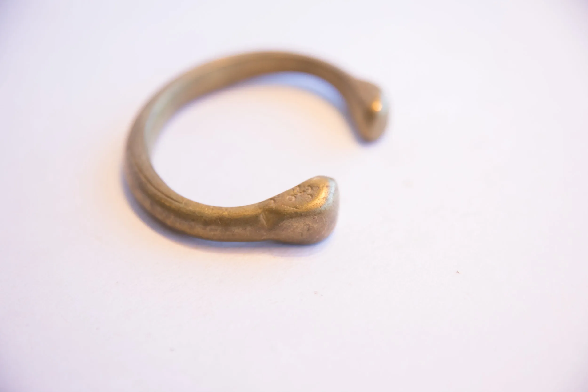 Antique African Bronze Snake Cuff Bracelet