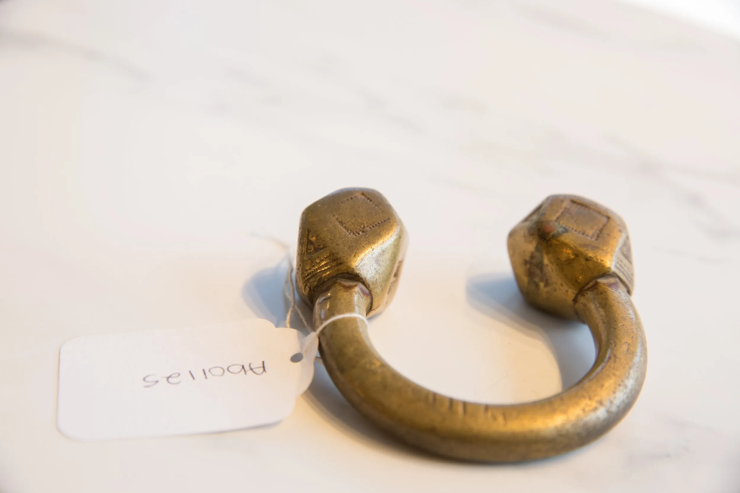 Antique African Bronze Tuareg Cuff Bracelet with Gold Patina